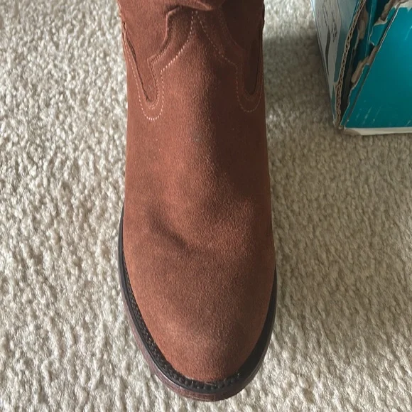 Lane “Plain Jane” Suede Boots in Cognac - Picture 7 of 13